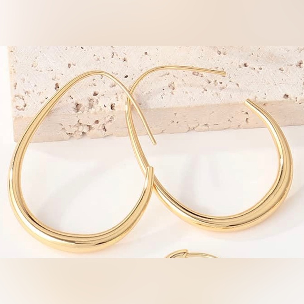 RESTOCKED!! ✨ NWT Gold minimalist hoop earrings ✨ - Picture 2 of 4